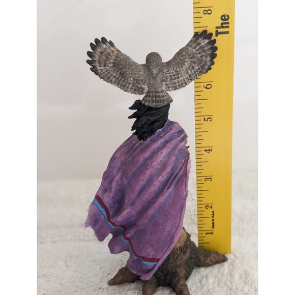pacific owl native girl in purple robe statue figurine STUMP OF TREE - Picture 5 of 5